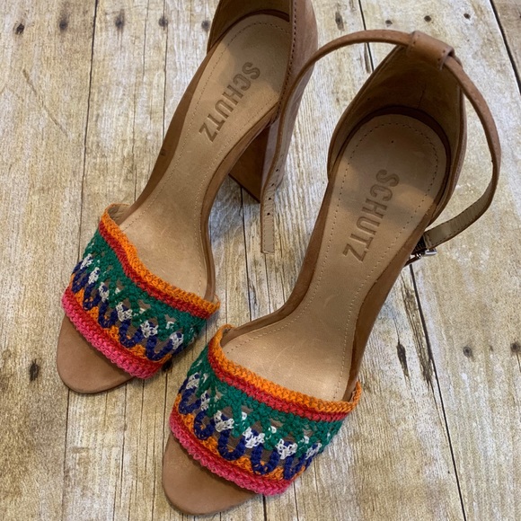 Schutz Joana Block Heel Ankle Strap Heels Sz 6.5B - Picture 1 of 8